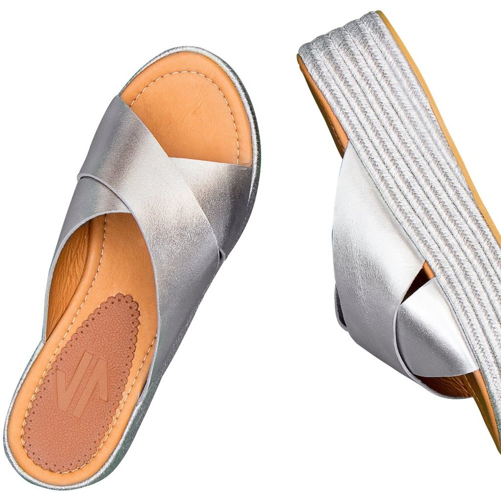 Silvia Cobos Metallic Silver Flats
